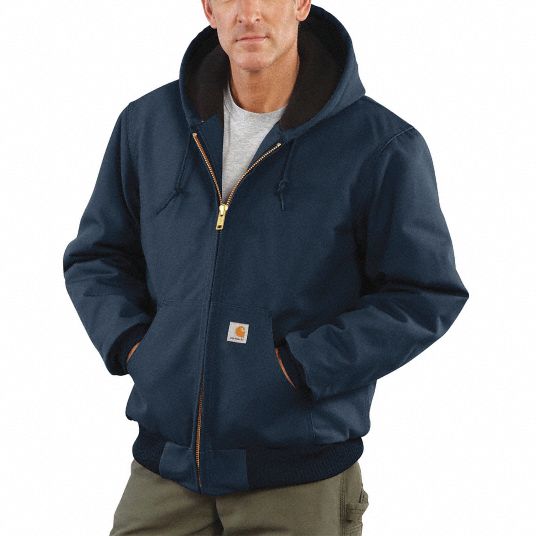 MEN'S HOODED JACKET, 4XL, BLACK, TALL, COTTON, 12 OZ, INSULATED