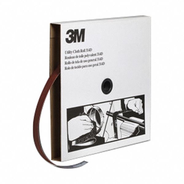 Abrasive Utility Roll: 1 in W x 150 ft L, Aluminum Oxide, P60 Grit, J Wt Cloth, 314D, P60, Cloth