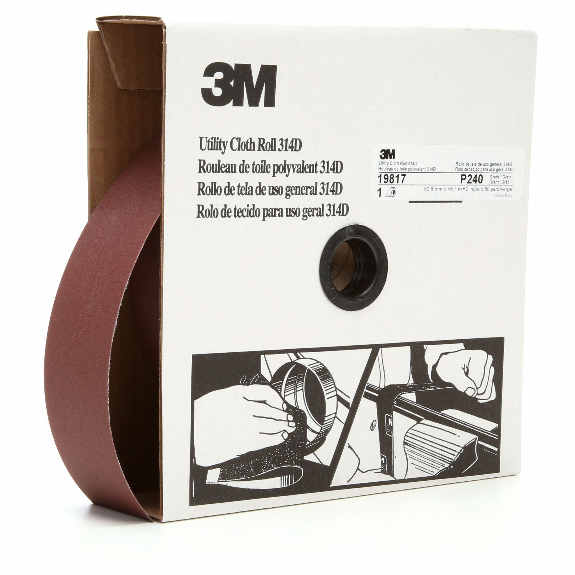 Norton Abrasives Abrasive Roll, 1-1/2"Wx150 Ft.L, 320G, Brwn