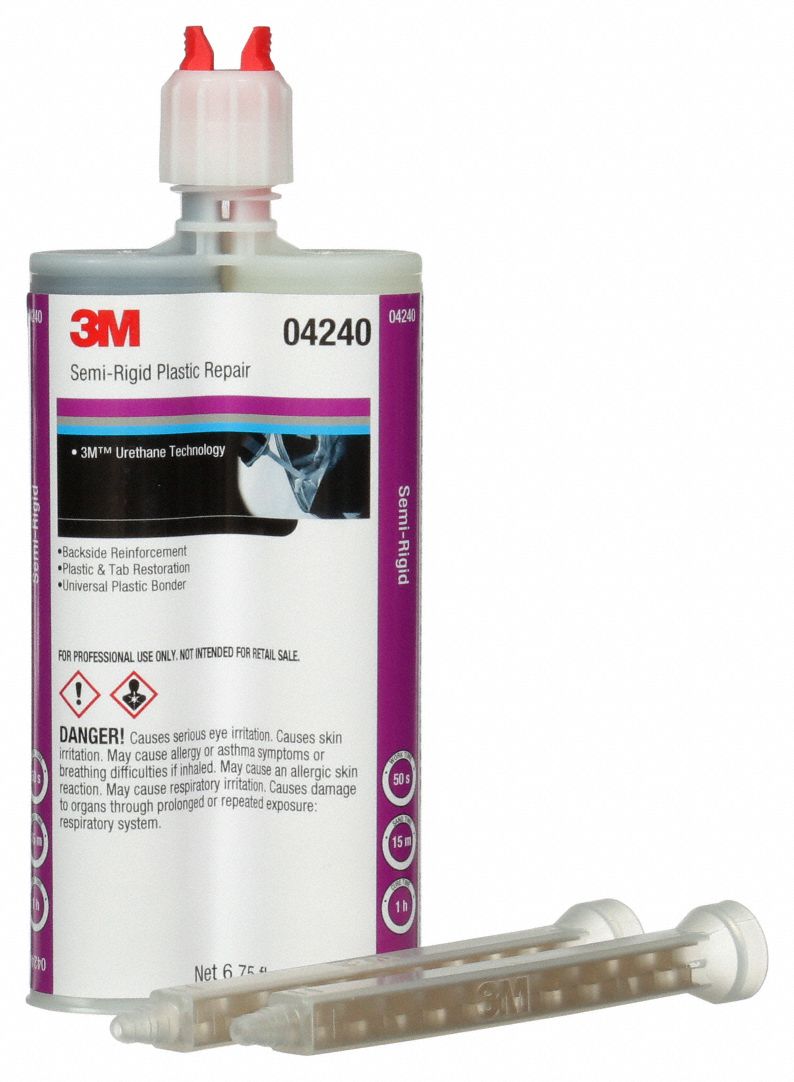 3M Urethane Adhesive: Semi-Rigid Plastic Repair, 200 mL, Dual-Cartridge,  Black, Paste