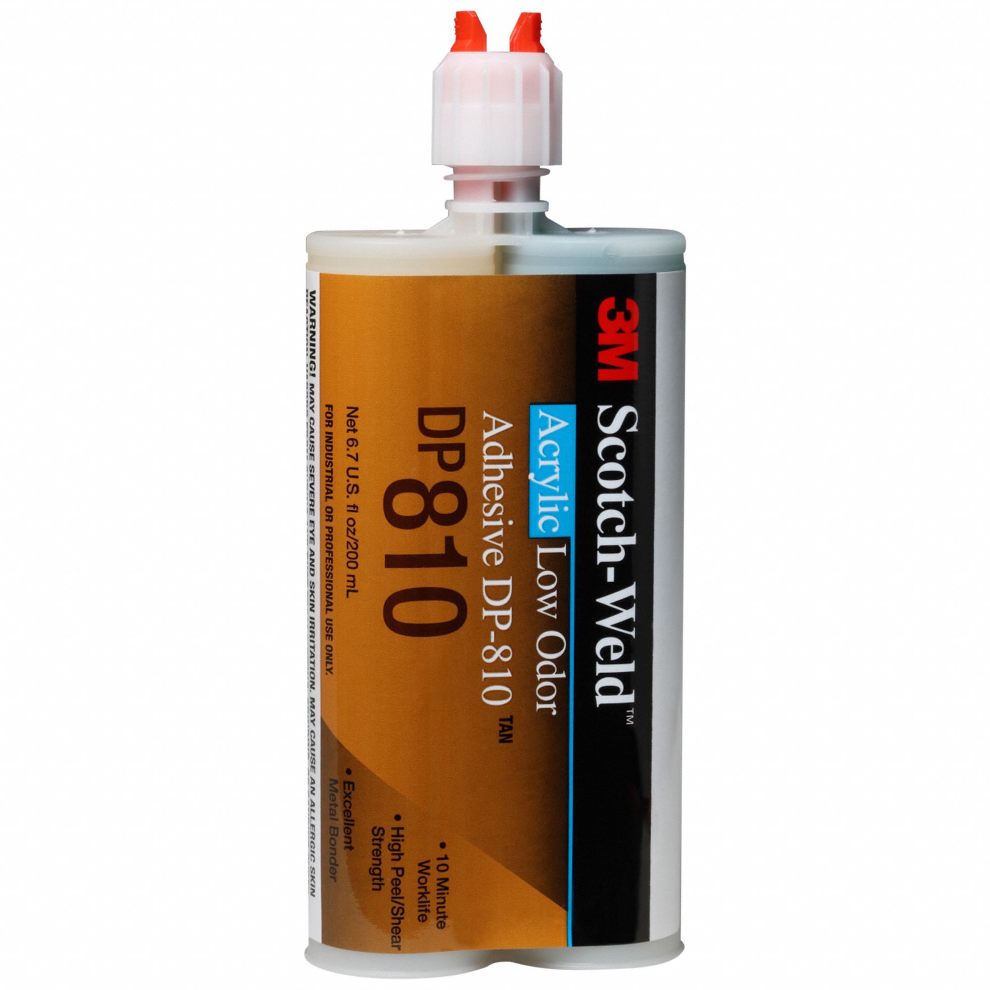 ACRYLIC ADHESIVE, DP810, AMBIENT CURED, 48.5 ML, DUAL-CARTRIDGE, TAN, THICK LIQUID, 12 PK