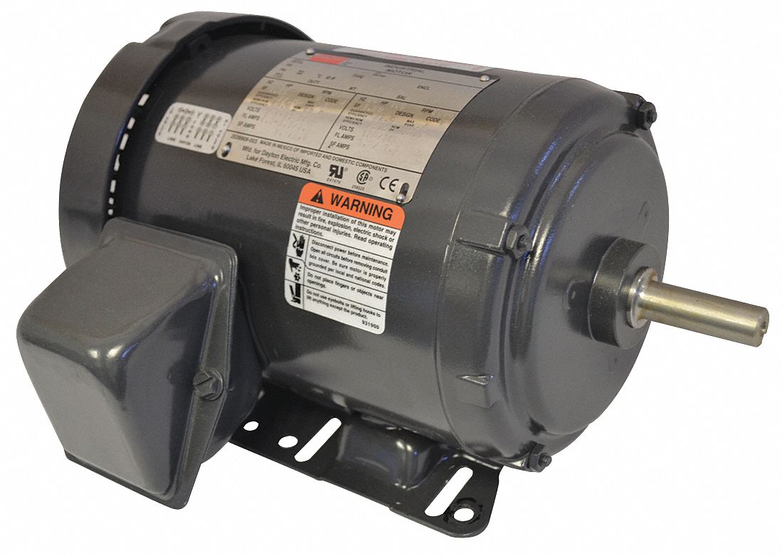 General Purpose Motor, 11/2 HP, 3Phase, Nameplate RPM 3465, Voltage