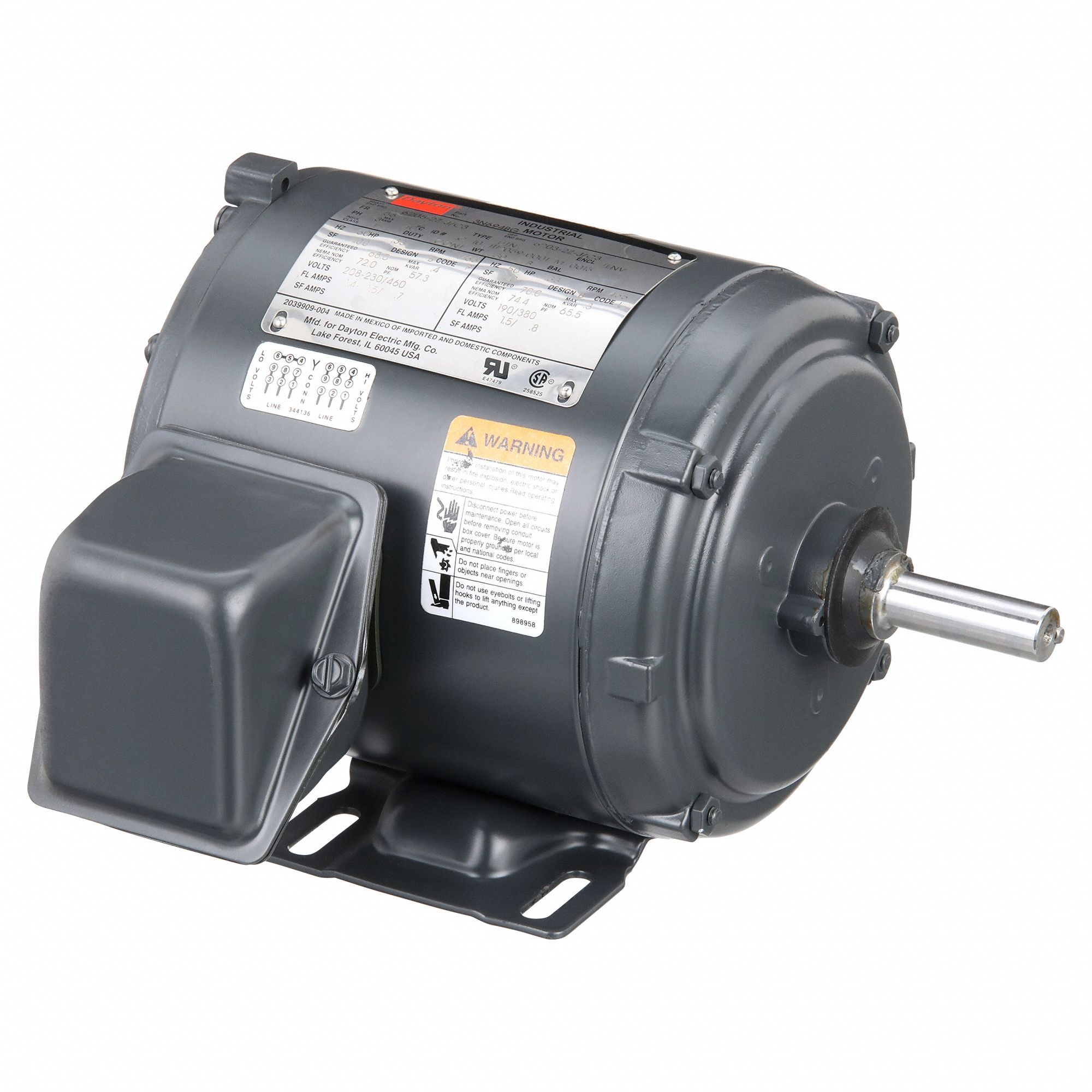 General Purpose Motor: Totally Enclosed Non-Ventilated, Rigid Base Mount, 1/3 HP, 56 Frame