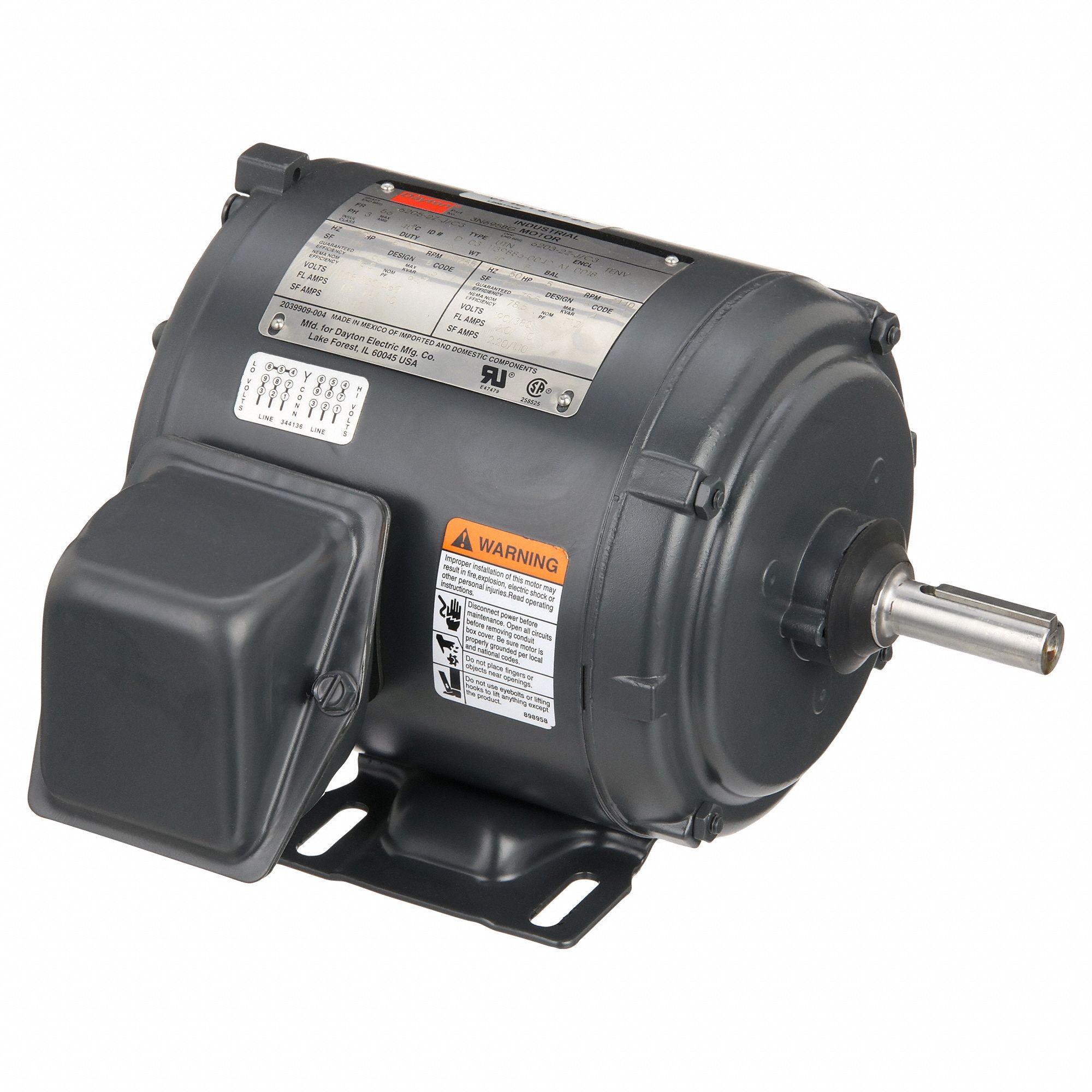 General Purpose Motor: Totally Enclosed Non-Ventilated, Rigid Base Mount, 1/2 HP, 56 Frame
