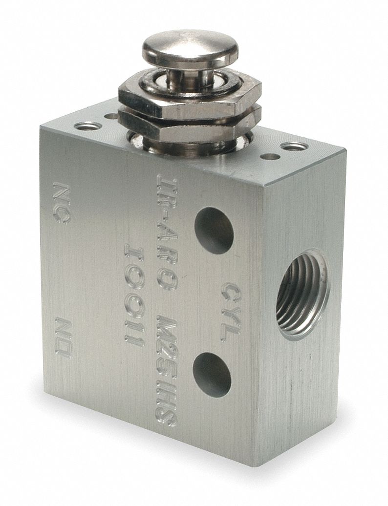 Manual Air Control Valve,3-Way,1/8in NPT