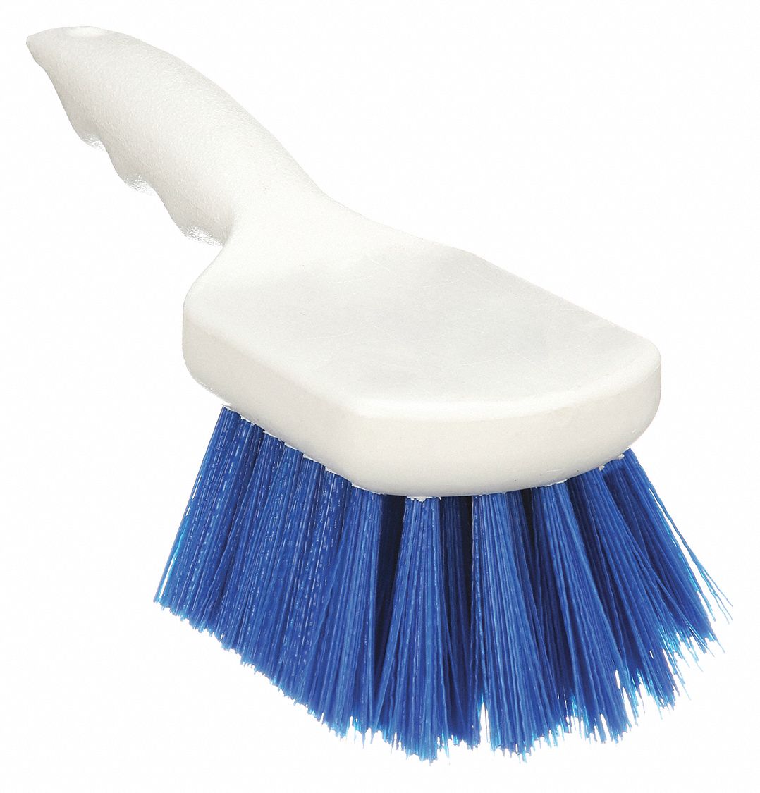 TOUGH GUY Scrub Brush: Medium, Plastic, 3 in Brush Lg, 5 in Handle Lg, 3 in  Head Wd, Blue