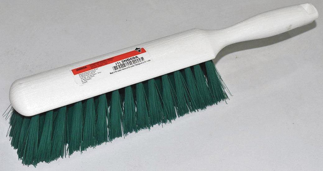 BENCH BRUSH, SOFT, POLYESTER BRISTLE, 5 IN HANDLE L, 8 IN BRUSH L, GREEN