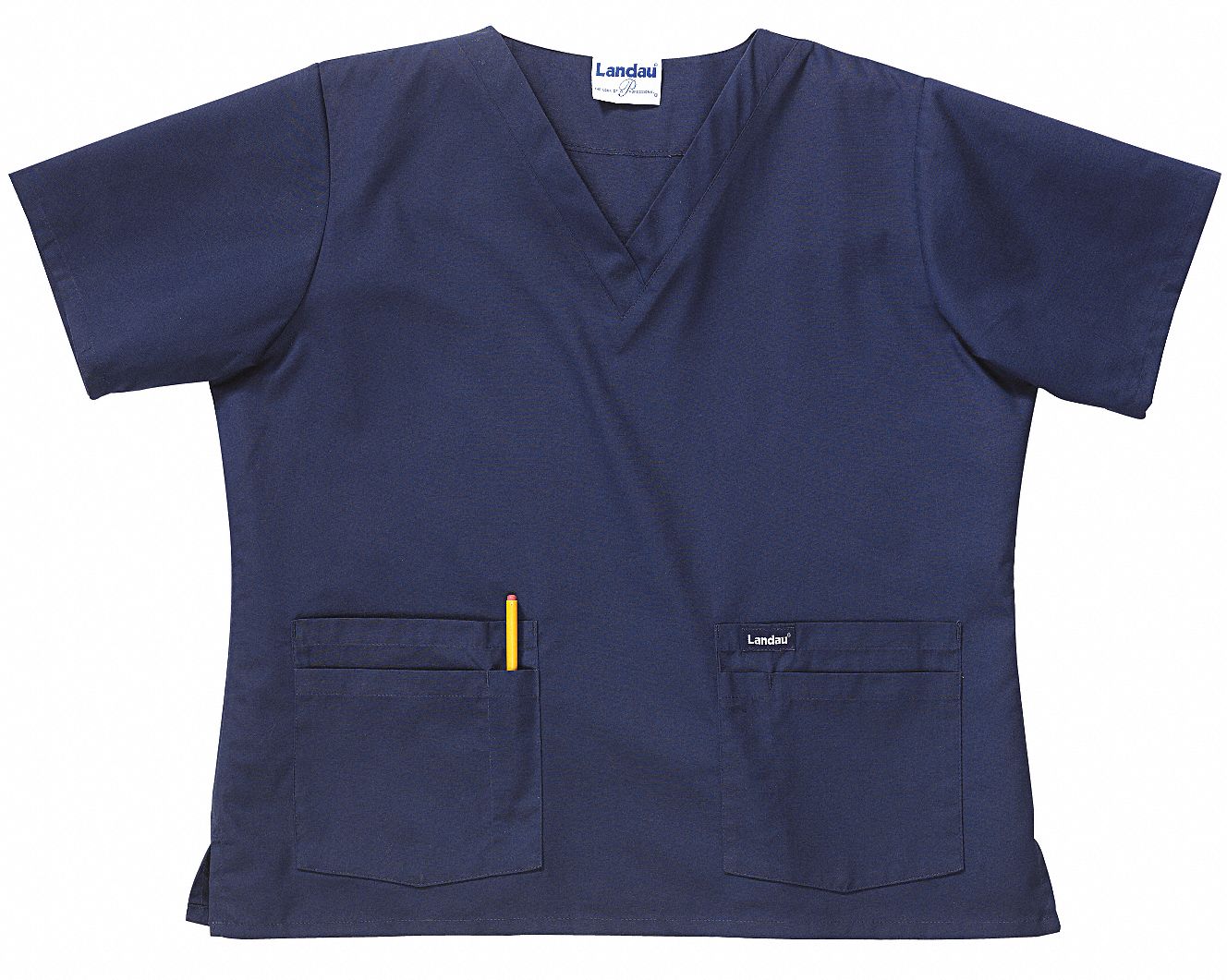 Scrub Shirt: Navy, Women's, L, Cotton/Polyester, Shirt, 4 Pockets, Pullover