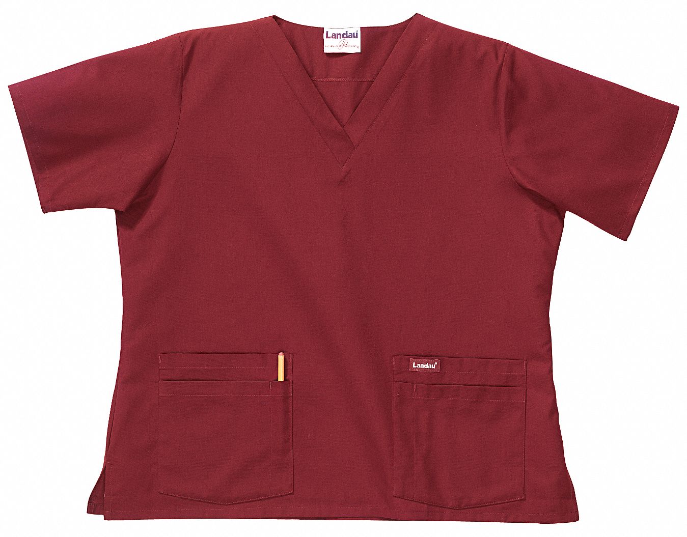 Scrub Shirt: Wine, Women's, 2XL, Cotton/Polyester, Shirt, 4 Pockets, Pullover