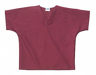 Scrub Shirt: Wine, Unisex, L, Cotton/Polyester, Shirt, 2 Pockets, Pullover