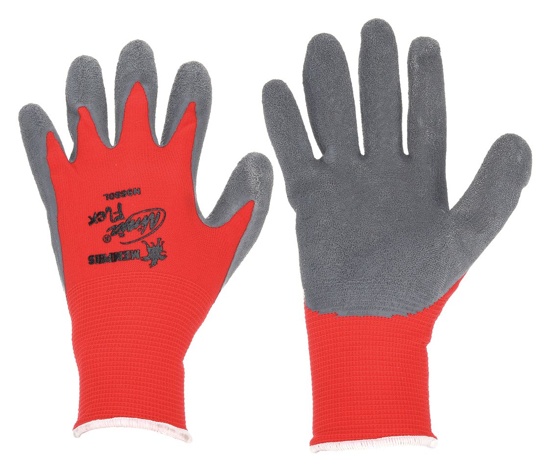 COATED GLOVES, XL (10), ROUGH, LATEX, DIPPED PALM, ANSI ABRASION LEVEL 3, RED