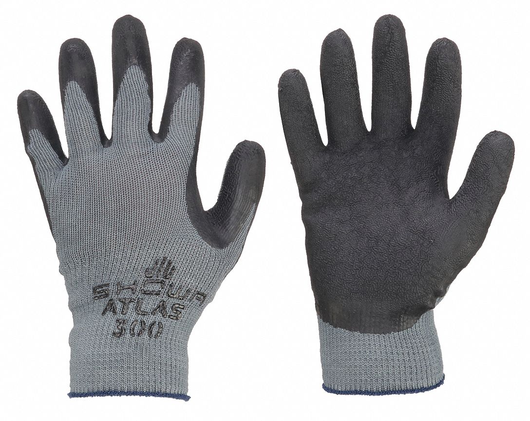 GANTS ENDUITS, P(7), RUGUEUX, LATEX, PAUME TREMPÉE, RÉSISTANCE À L'ABRASION DE NIVEAU 4 ANSI, DOIGT COMPLET