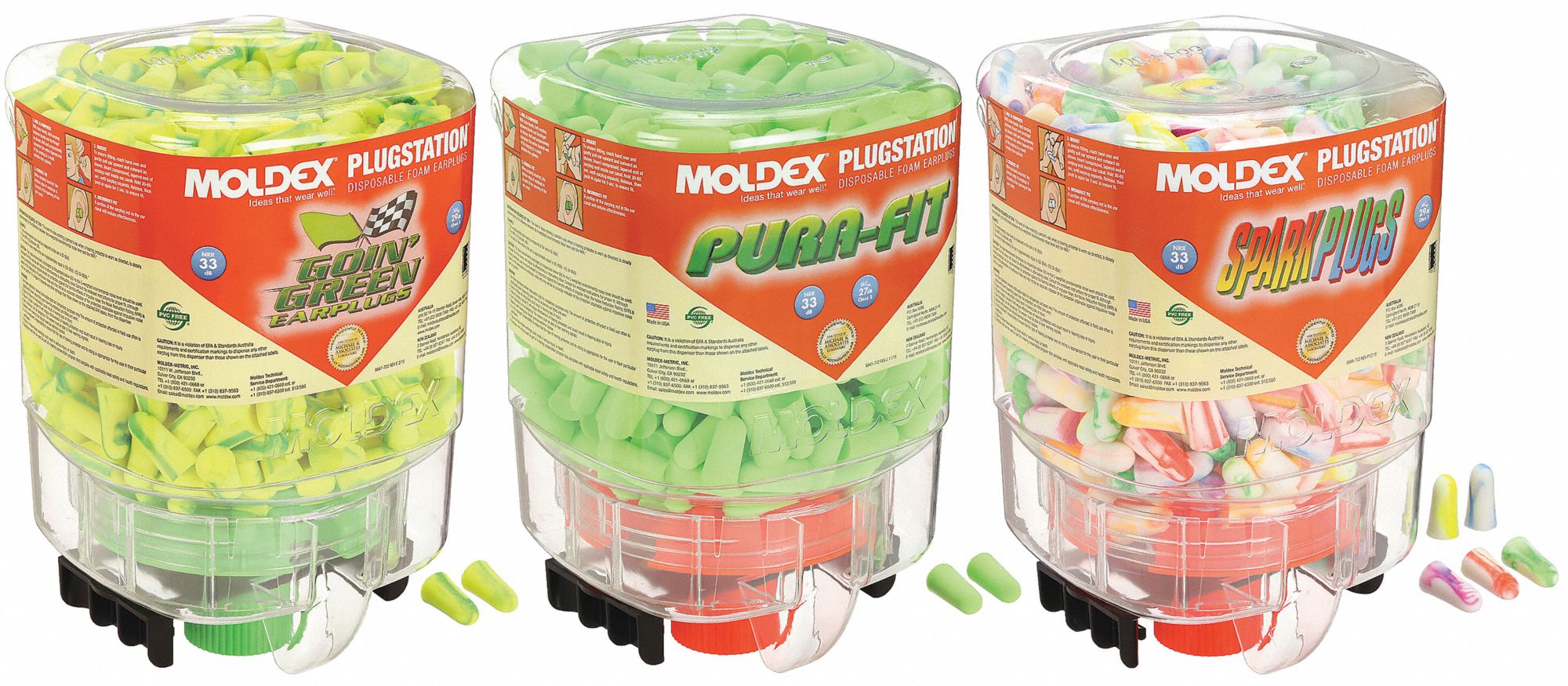 SYSTÈME DE DISTRIBUTION DE BOUCHONS D'OREILLE AVEC RECHARGE, MOUSSE, JETABLE, 11⅞X9X17¾ PO, 750 PR
