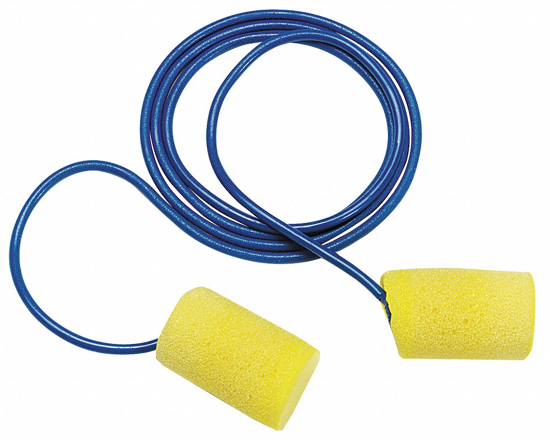 3M Cylinder Ear Plugs, 29 dB Noise Reduction Rating NRR, Corded, M