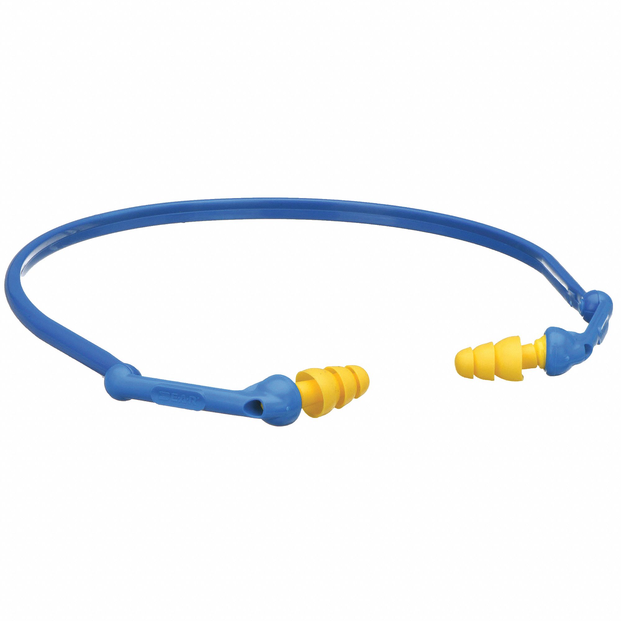 EARPLUGS, REUSABLE, YLW, TP/ABS/ELASTOMERIC POLYMER, MEDIUM, FLANGED, 24DB, BANDED