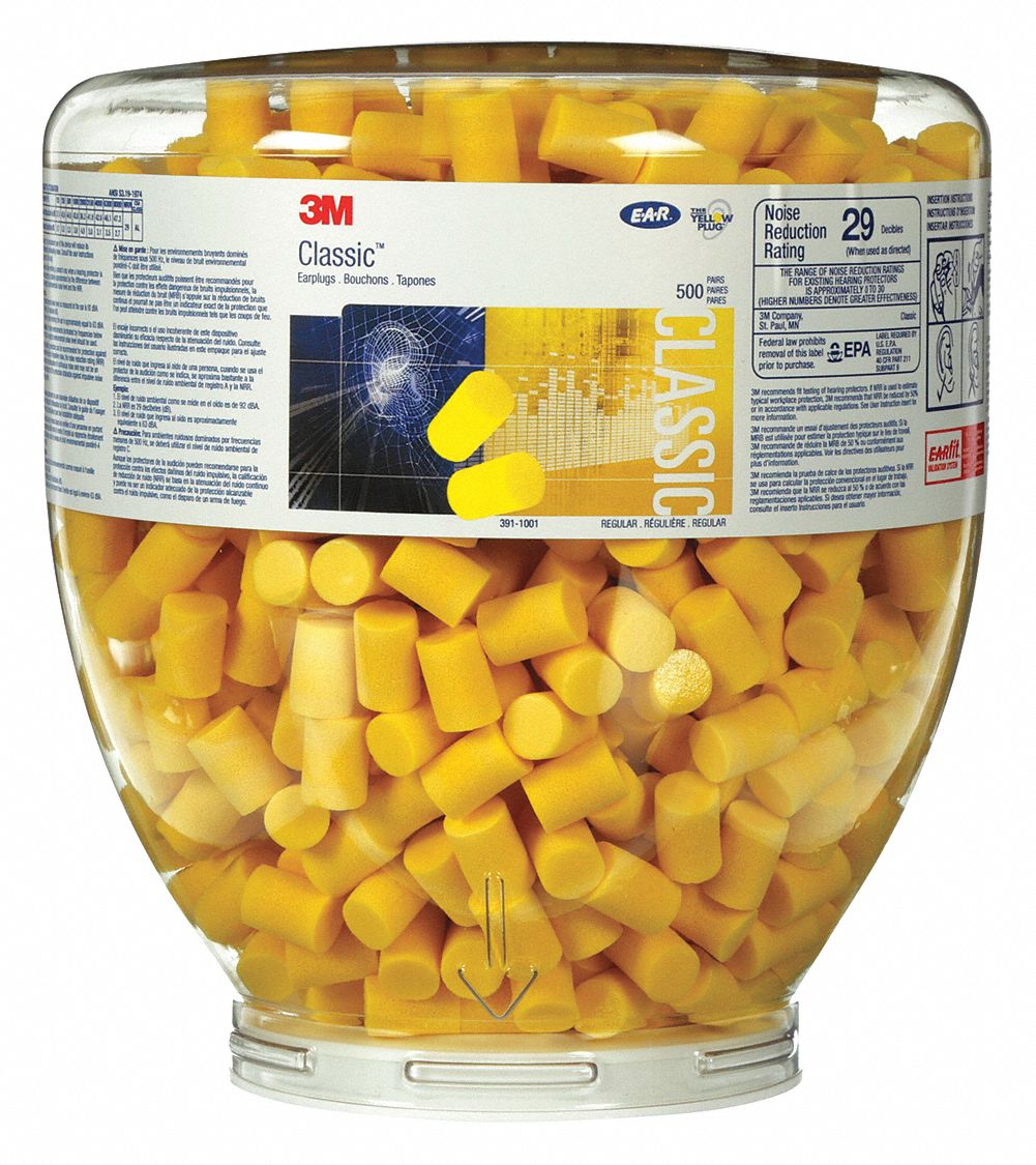 3M Ear Plug Dispensing System Dispenser with Refill, Cylinder, 29 dB