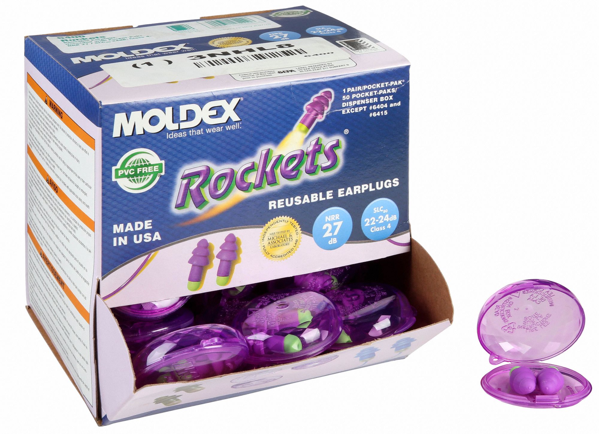 MOLDEX, Flanged, 27 dB NRR, Ear Plugs - 3NHL8|6400 - Grainger