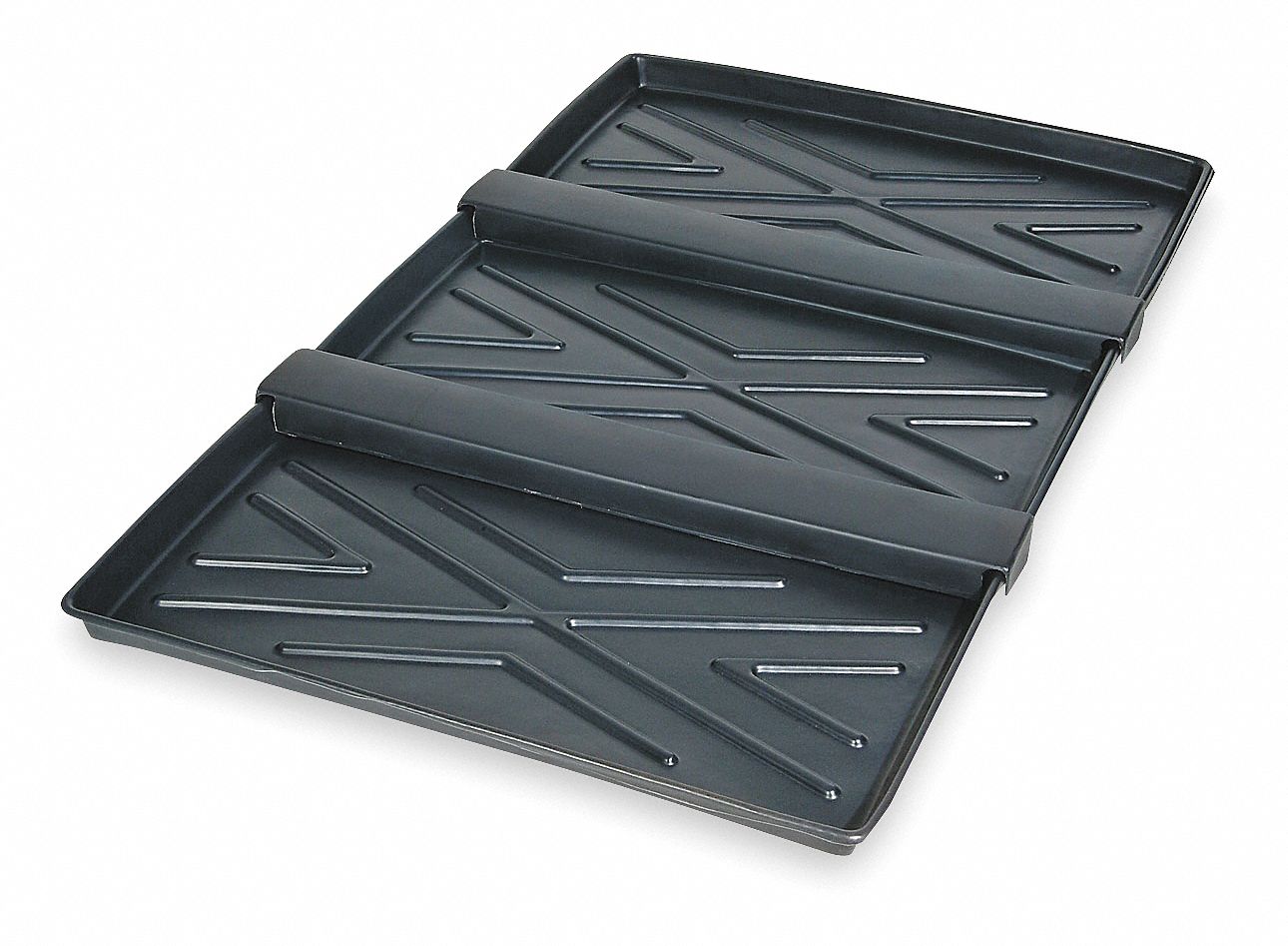 RACK CONTAINMENT SPILL TRAY, 72 X 44 IN, 24 GALLON CAPACITY, BLACK, 3 TRAY SYSTEM