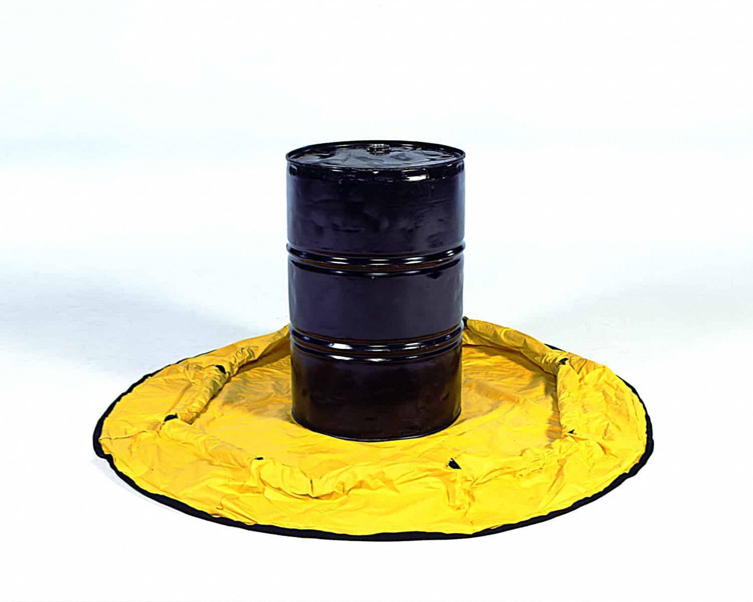 Collapsible Containment Pool: 20 gal Spill Capacity, 35 in Bottom Dia x 8 in H, Yellow