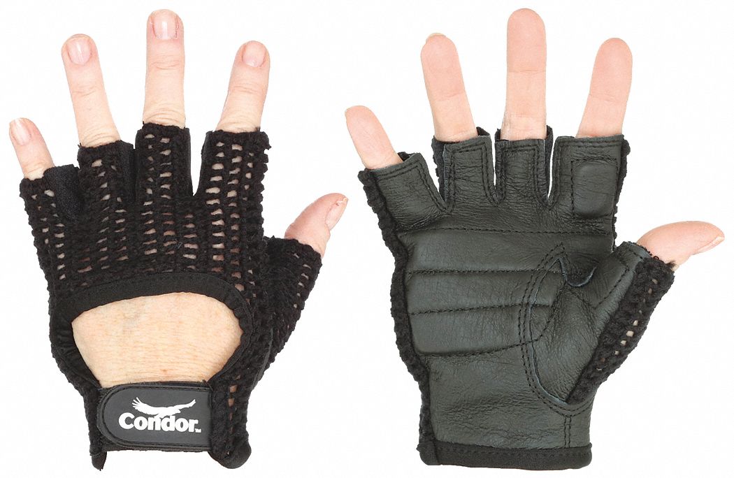 ANTI-VIBRATION MECHANICS GLOVES, M (8), FINGERLESS, PIGSKIN, HOOK-AND-LOOP CUFF