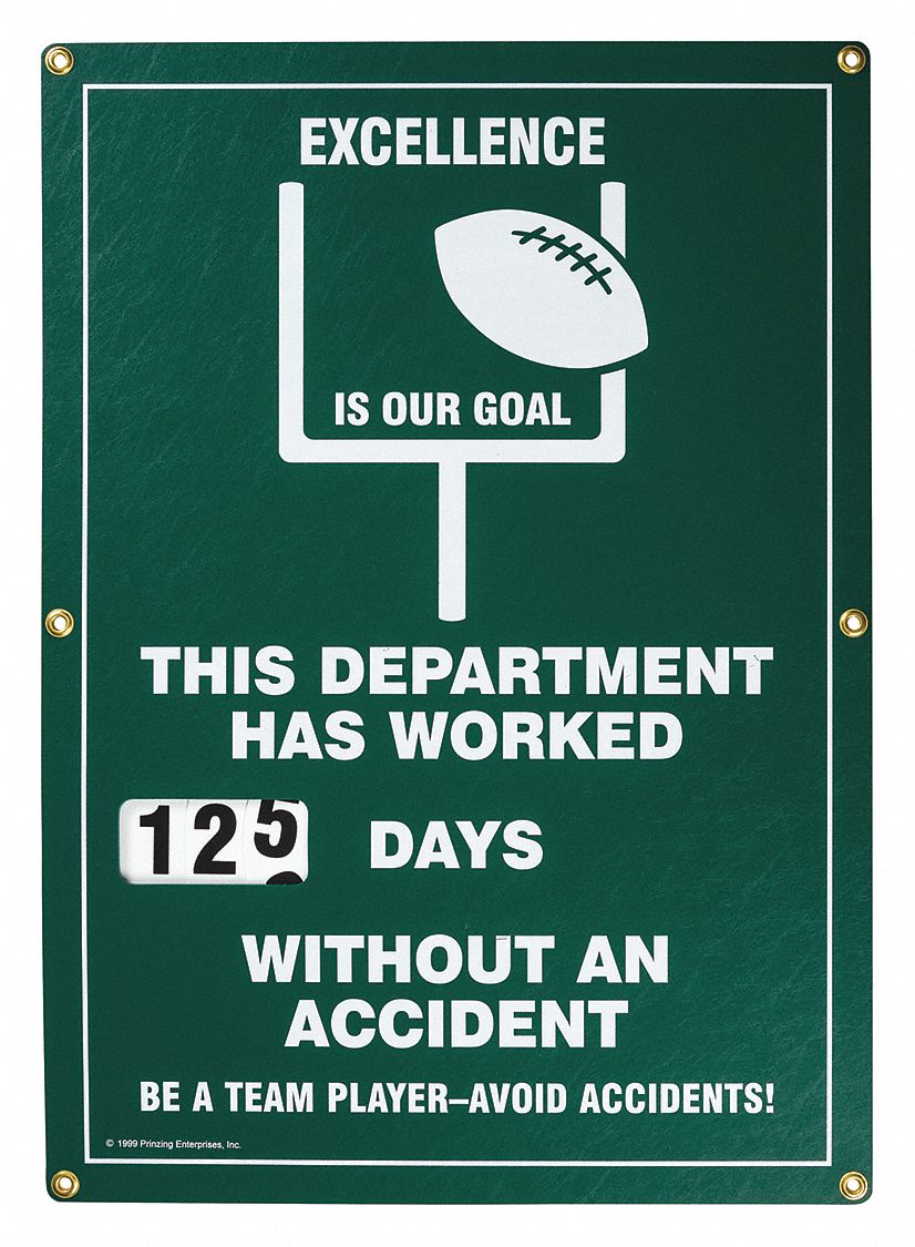 3NJW4 - Safety Record Signs 28 x 20In ENG