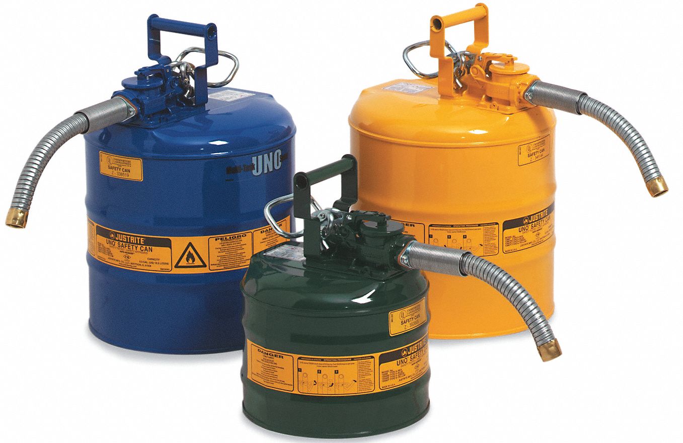 Type II Safety Can: For Use With Kerosene, 2 gal Capacity, Includes 5/8 in OD Hose, Blue