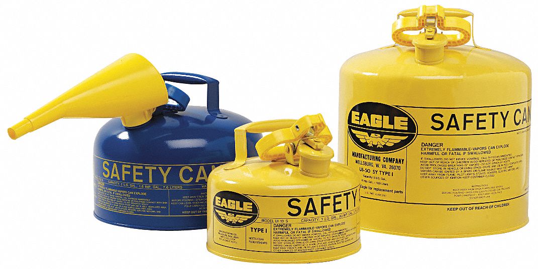 Type I Safety Can: For Use With Kerosene, 1 gal Capacity, Powder Coated Steel, Blue