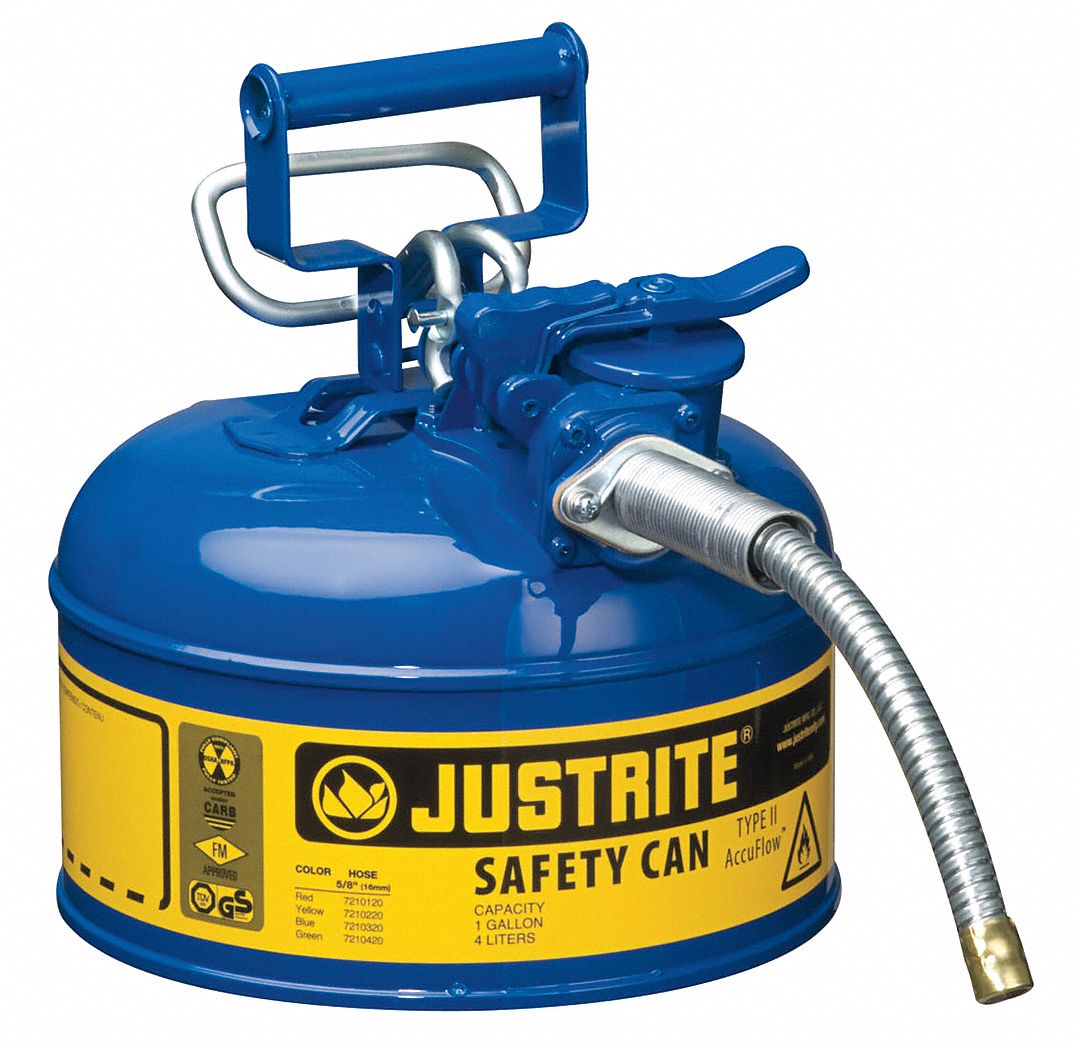 Type II Safety Can: For Use With Kerosene, 1 gal Capacity, Includes 5/8 in OD Hose, Blue