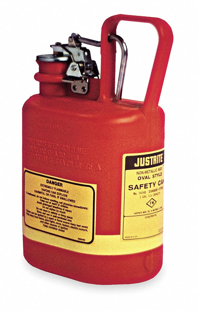 TYPE I SAFETY CAN, 1 GAL, RED, POLYETHYLENE, 12¾ IN HEIGHT, FOR USE WITH FLAMMABLES