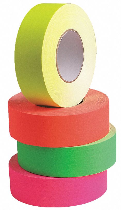 GAFFER'S TAPE, FLUORESCENT GREEN, 1⅞ IN X 49 YD, 11.5 MIL, VINYL COATED CLOTH BACKING