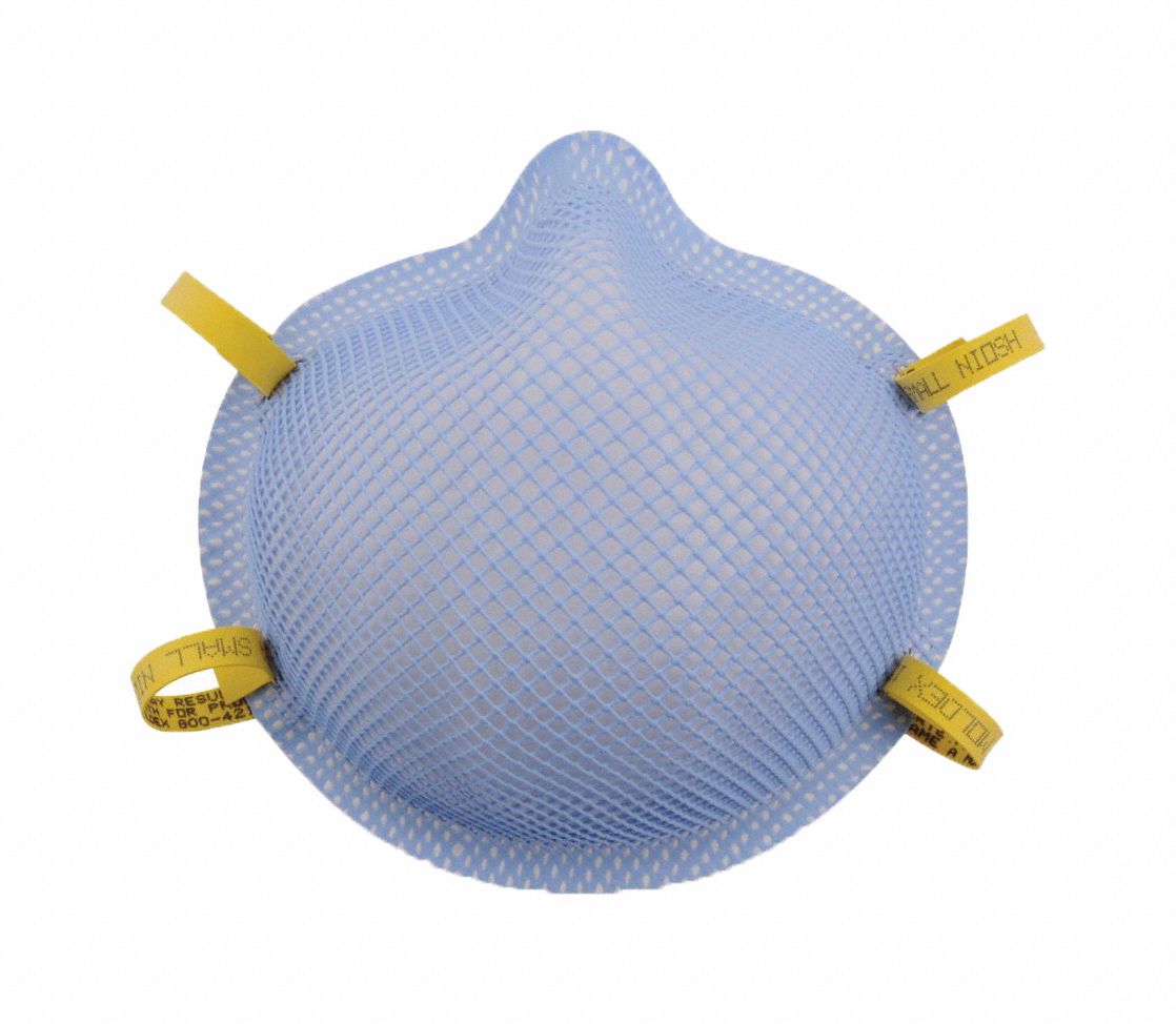 Disposable Respirator: Level 3, Molded, XS Mask Size, Dual, Non-Adj, Molded Nose Bridge, Blue, 20 PK