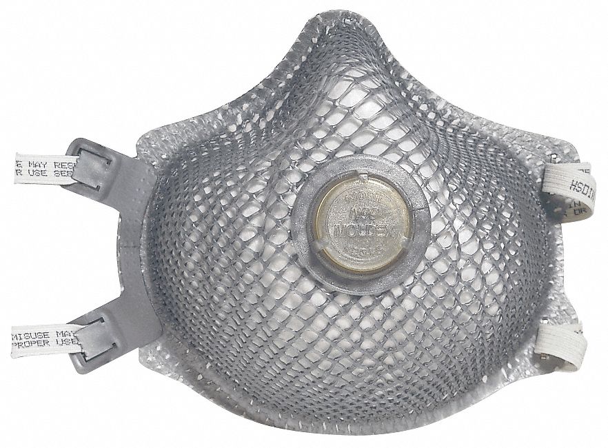 PARTICULATE RESPIRATOR, DISPOSABLE, BUTTON VALVE, LATEX/DURA-MESH, M/L, NIOSH, 10/BAG