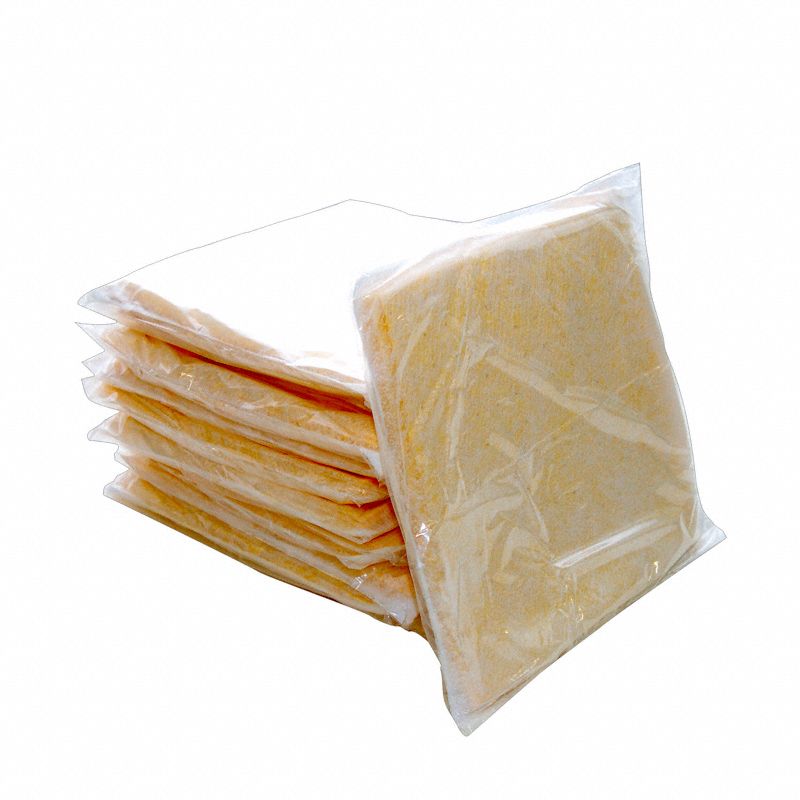 Sorbent Pillow: 8 1/2 in x 8 1/2 in, Polypropylene, Box, Yellow, 20 PK