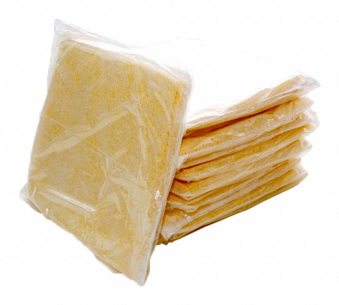 Sorbent Pad: 12 in x 12 in Pad Size (L x W), 15 oz Volume Absorbed Per Pad, Yellow, 50 PK