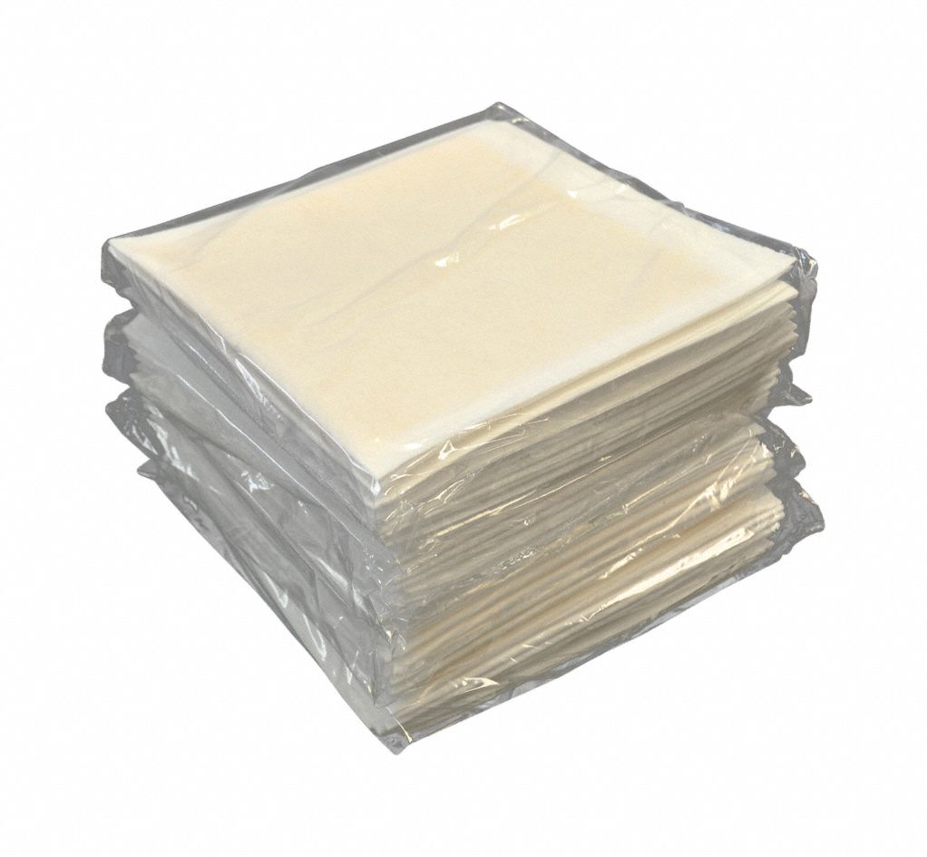 Sorbent Pad: 12 in x 12 in Pad Size (L x W), 44 oz Volume Absorbed Per Pad, White, 50 PK