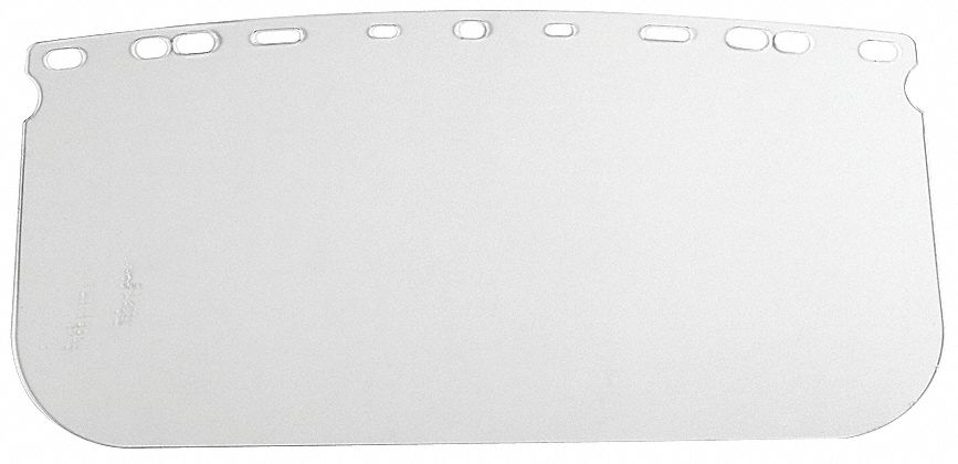 Clear Faceshield Visor: Clear, Uncoated, Polycarbonate, 8 in Visor Ht, 15 1/2 in Visor Wd