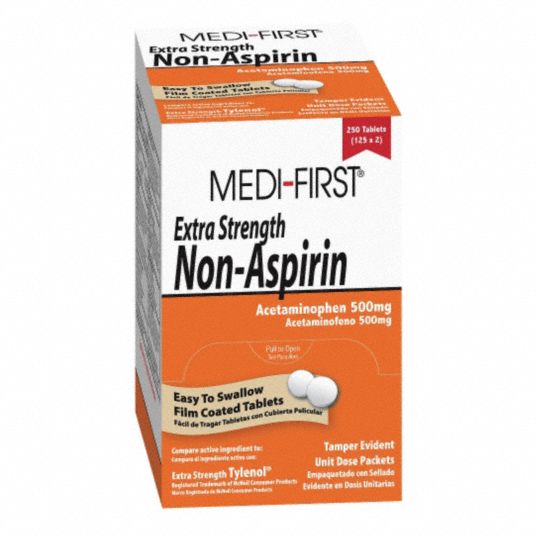 MEDIFIRST Extra Strength NonAspirin Pain Relief, Tablet, 125 x 2
