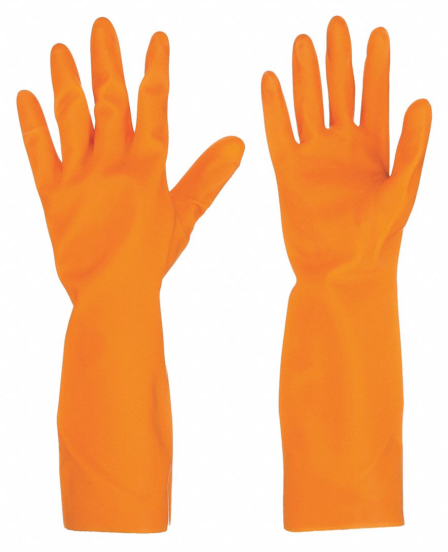 CLEANROOM GLOVES, ORANGE, L/9, 20 MIL, 14 IN LENGTH, TRI-POLY, 20MIL