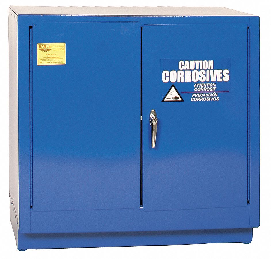 Hazardous Material Storage Cabinet: Undercounter, 22 gal, 35 in x 22 in x 35 in, Blue, Steel