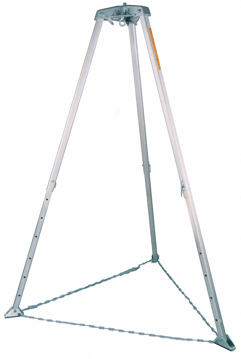 Confined Space Tripod: 4 ft to 9 ft Ht, 3 3/8 ft to 7 1/2 ft Base, 400 lb Wt Capacity
