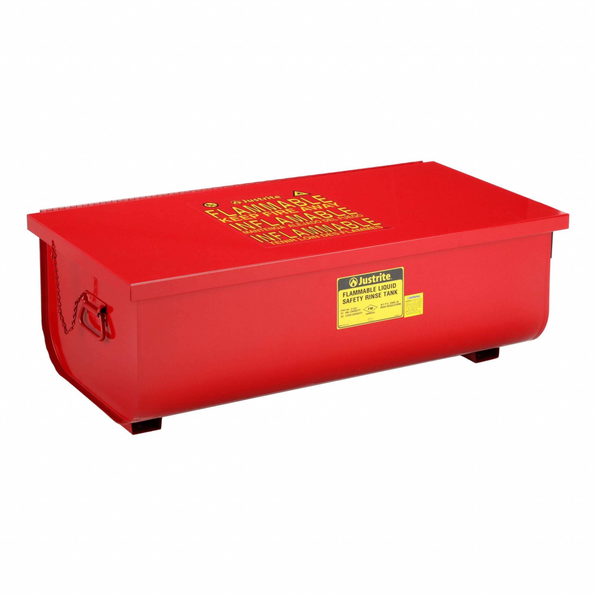 Rinse Tank: 22 gal Capacity, Red, 1 Chambers, Powder Coated Steel, 16 in Wd