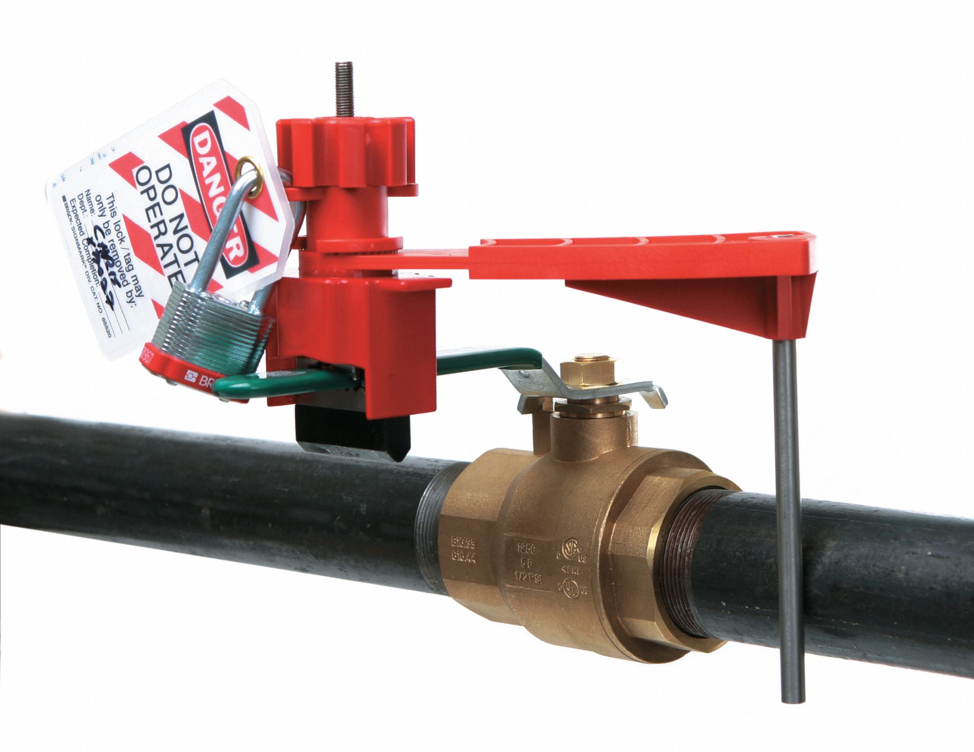 BRADY Lockout Valve Base, Steel/Nylon, Red/Black 3NRN650924 Grainger