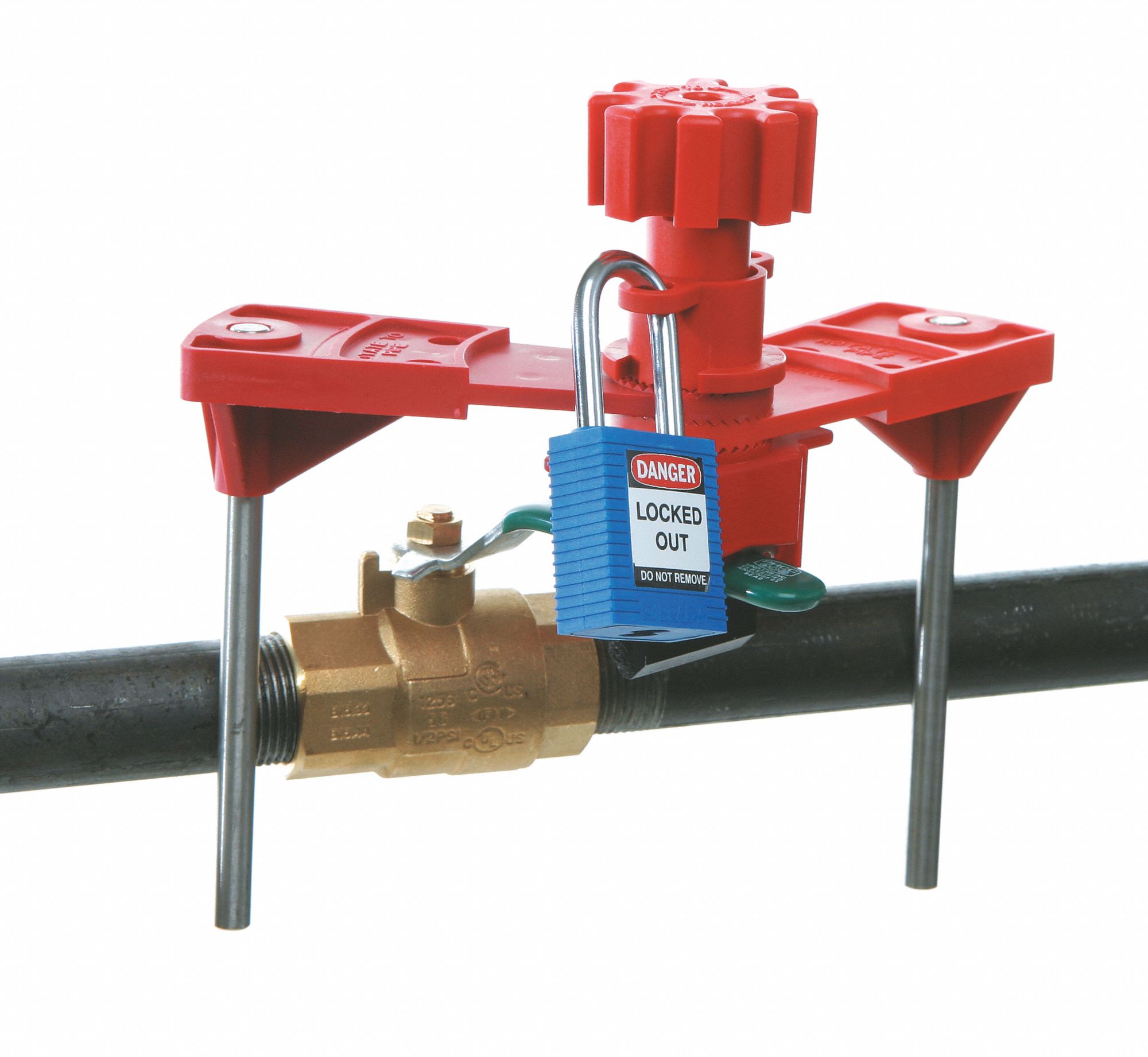 BRADY Universal Valve Lockout, Steel, Red 5TA8951394 Grainger