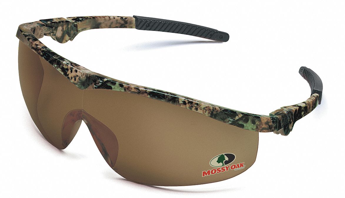 CREWS Mossy Oak® ScratchResistant Safety Glasses , Brown Lens Color
