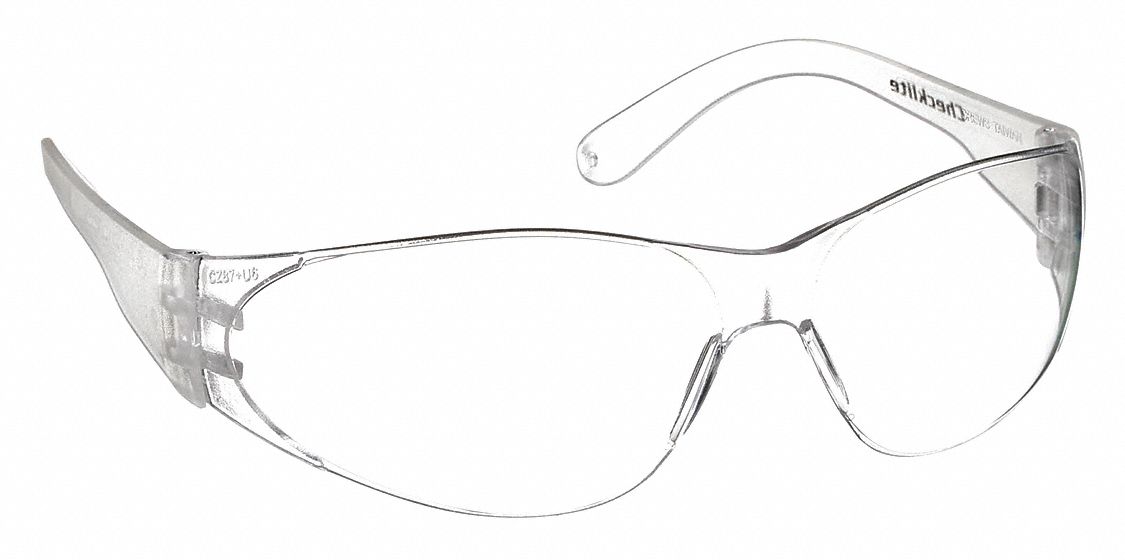 Safety Glasses: Clear Lens, Frameless, Scratch-Resistant, Clear Frame