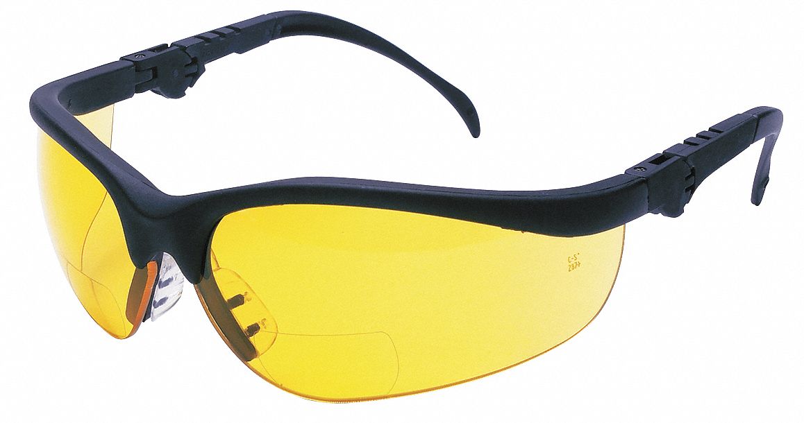 MCR SAFETY Amber ScratchResistant Bifocal Safety Reading Glasses, +1.5 Diopter 3NUC9K3H15A