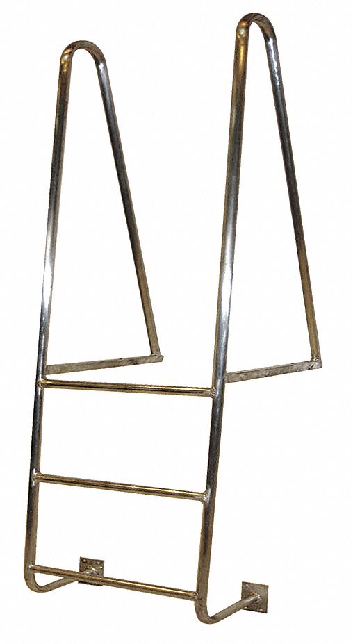 Fixed Ladder: 6 ft Overall Ht, 21.1 in Overall Wd, Aluminum, 300 lb Load Capacity, 3 Rungs