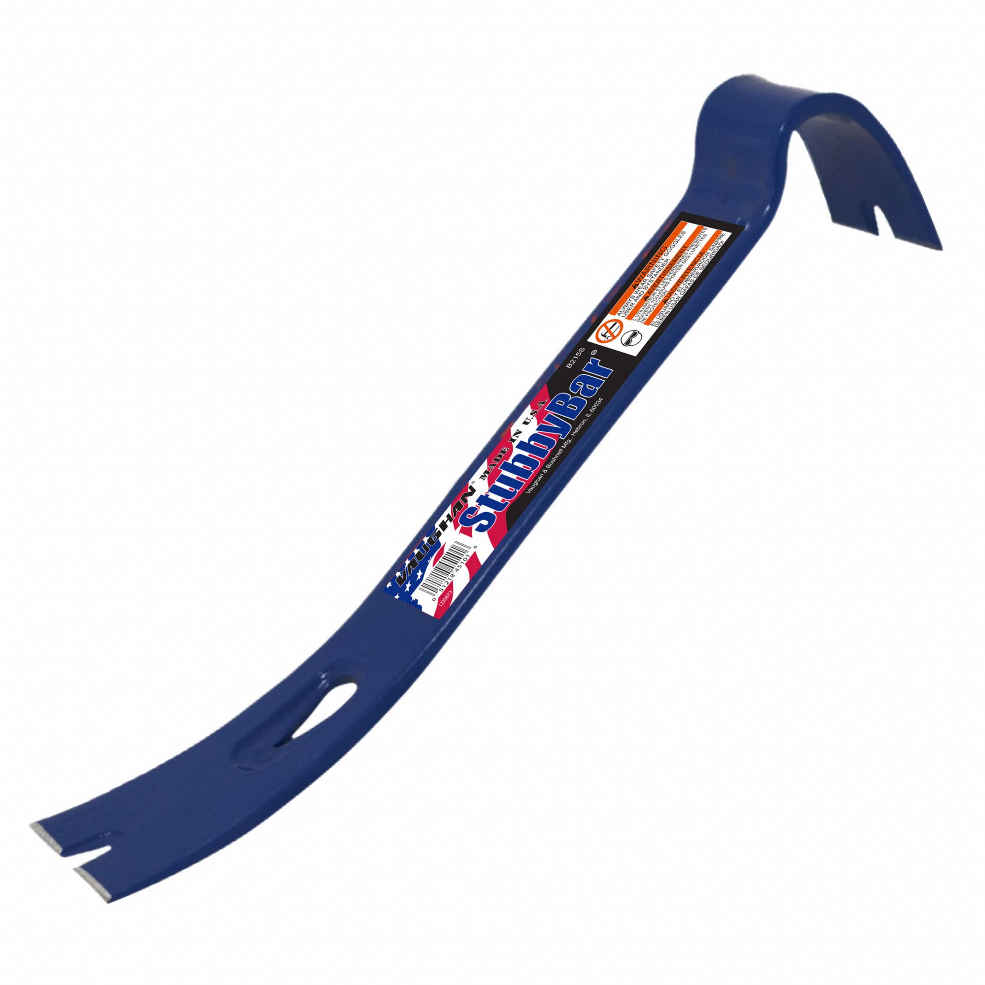 VAUGHAN Rolling Head Pry Bar Double Claw End, 12 in Overall Lg, 1/2 in Bar Wd, 2 in End Wd