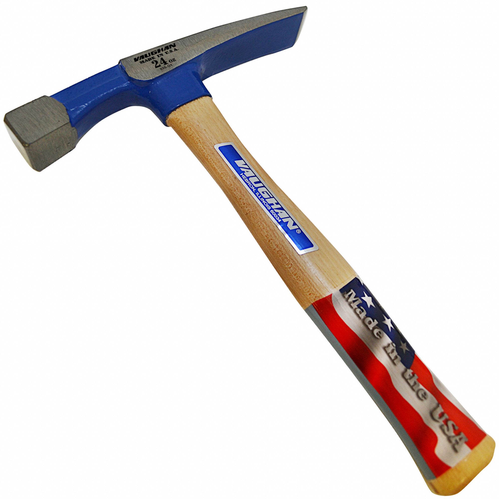 VAUGHAN Bricklayer Hammer 11 in Overall Lg, Wood Handle, Perpendicular