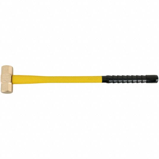 Non-Sparking Sledge Hammer: Aluminum Bronze, Fiberglass Handle, 10 lb Head  Wt, 2 1/2 in Dia